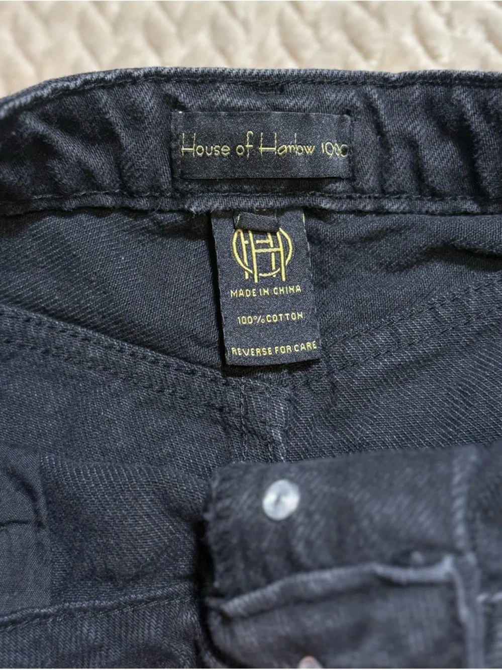 Black Distressed Denim Shorts High Rise Y2K Festival Cutoff Jean Shorts Size 26 - Picture 7 of 9